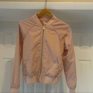 Full Tilt Blush Pink Matte Satin Bomber Jacket